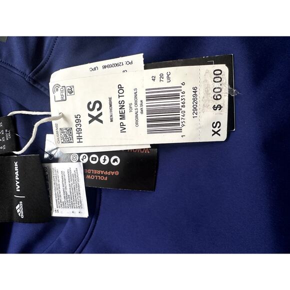 adidas XS ivy park IVP mens top dark blue new with tag - Picture 3 of 3